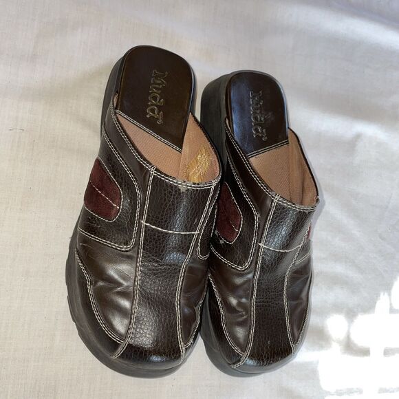 Mudd Casual Mules Women’s Size 7 Medium Brown Leather Slip On Comfort - Picture 6 of 12